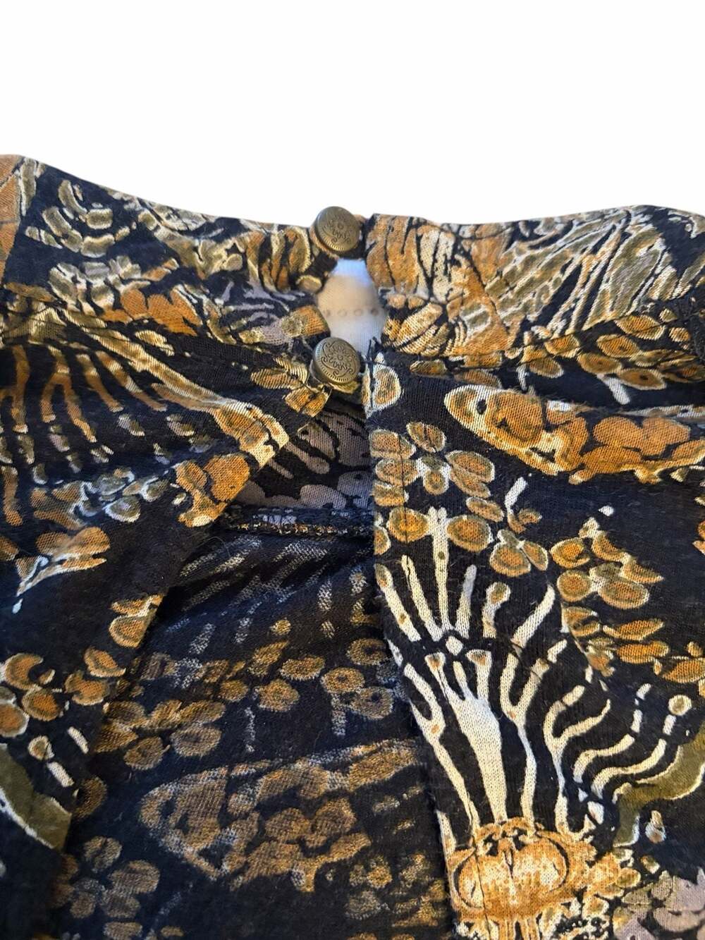 Free People Art Nouveau boho print Blouse with Lace - Picture 9 of 13